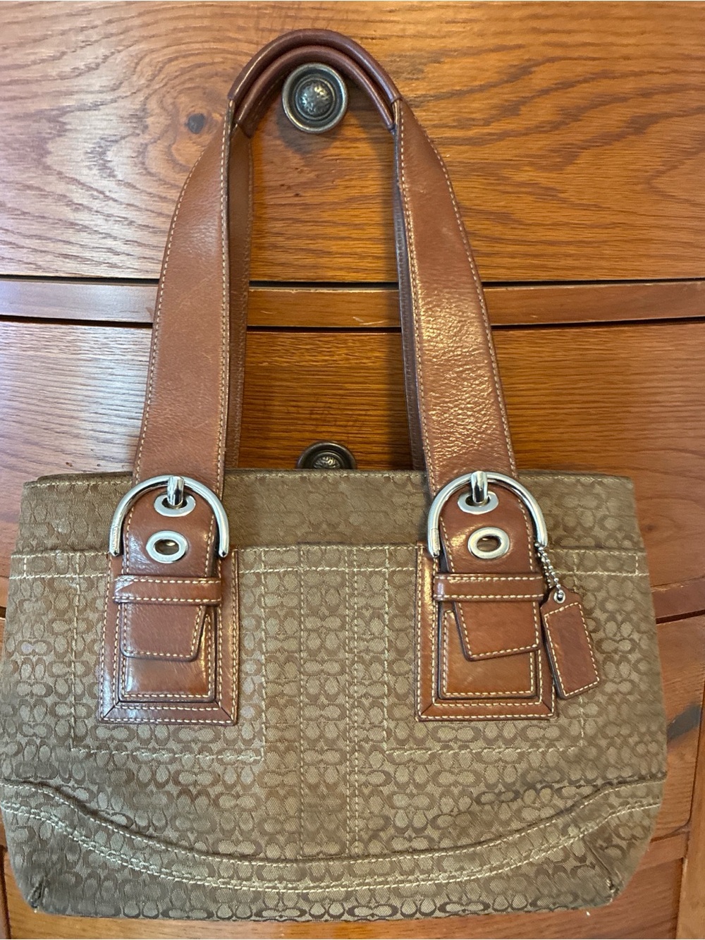 Brown y2k Coach soho little C 12302 vintage Signature Tote with silver hardware